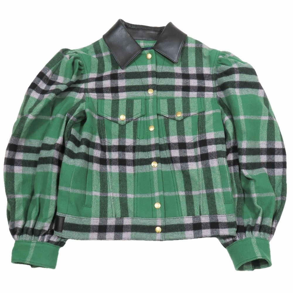 Louis Vuitton Check Jacket Coverall Outer Short Length Volume Sleeve 32 Green