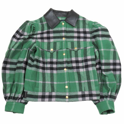 Louis Vuitton Check Jacket Coverall Outer Short Length Volume Sleeve 32 Green