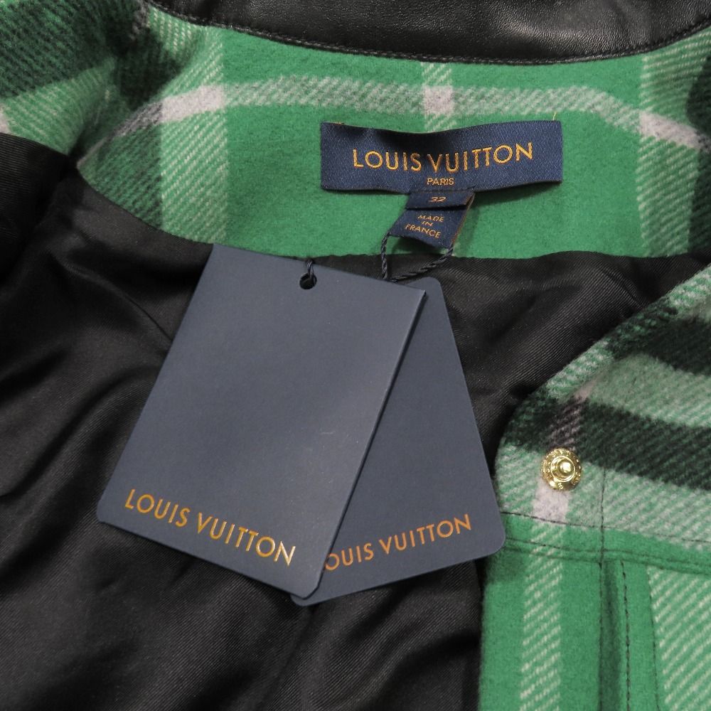 Louis Vuitton Check Jacket Coverall Outer Short Length Volume Sleeve 32 Green — view 5