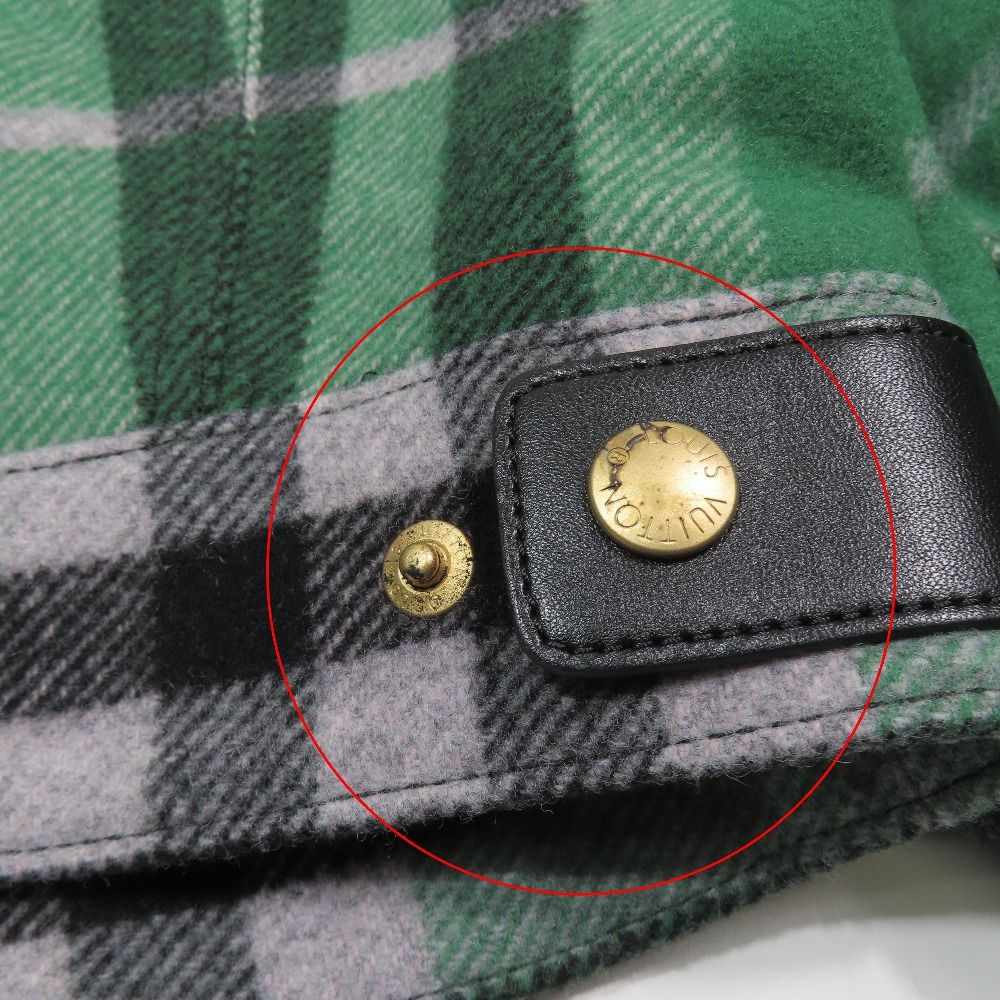 Louis Vuitton Check Jacket Coverall Outer Short Length Volume Sleeve 32 Green — view 9