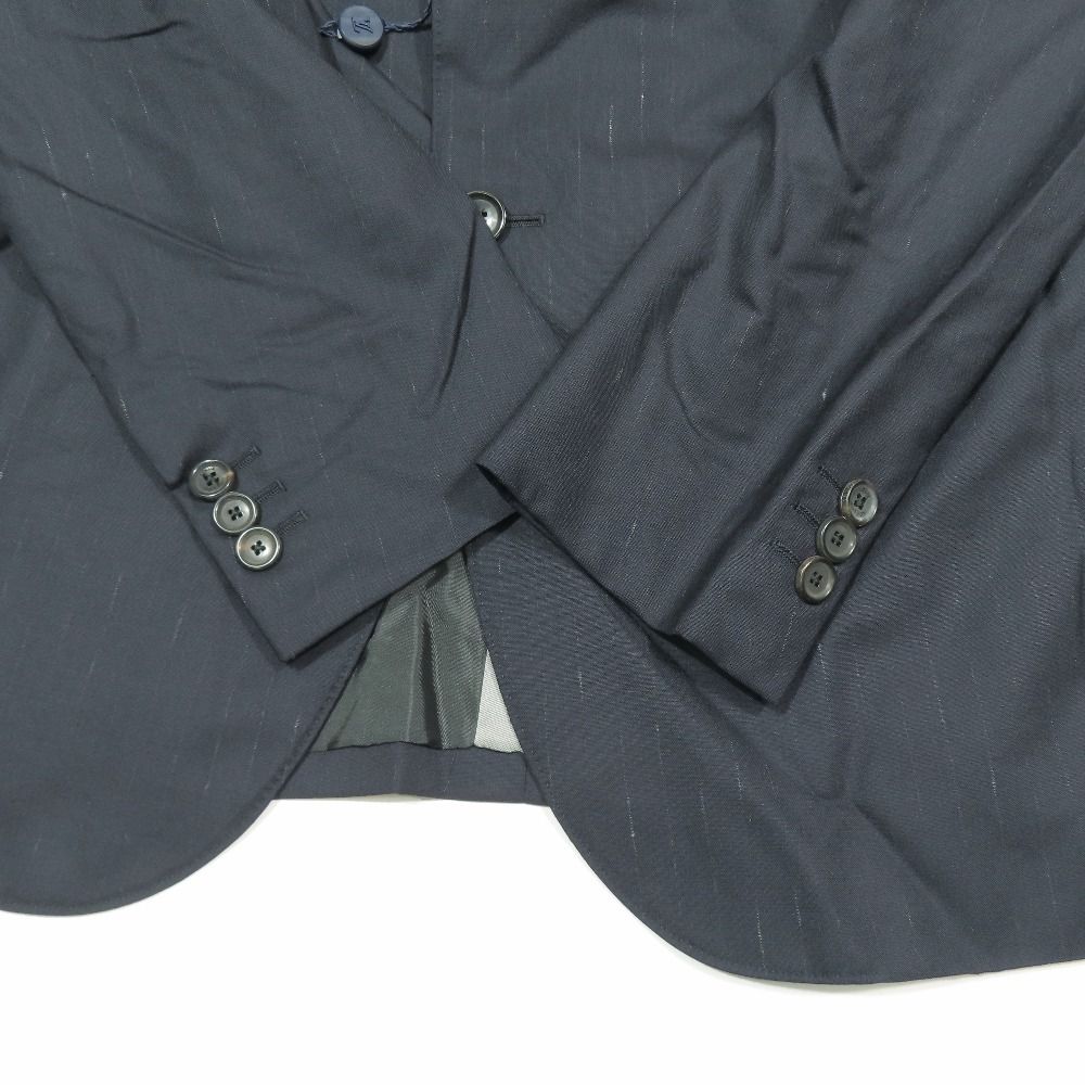 Louis Vuitton Tailored Jacket Blazer Stripe Lining Line Logo Side Vent 52 Navy — view 5