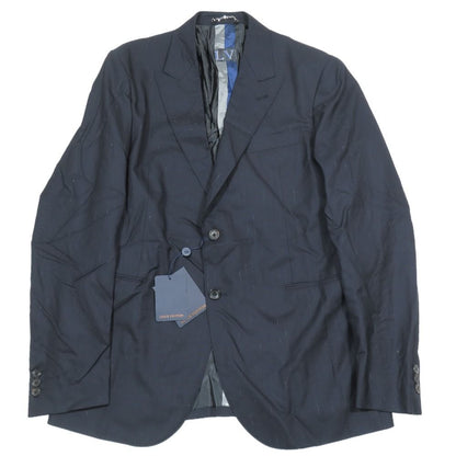 Louis Vuitton Tailored Jacket Blazer Stripe Lining Line Logo Side Vent 52 Navy
