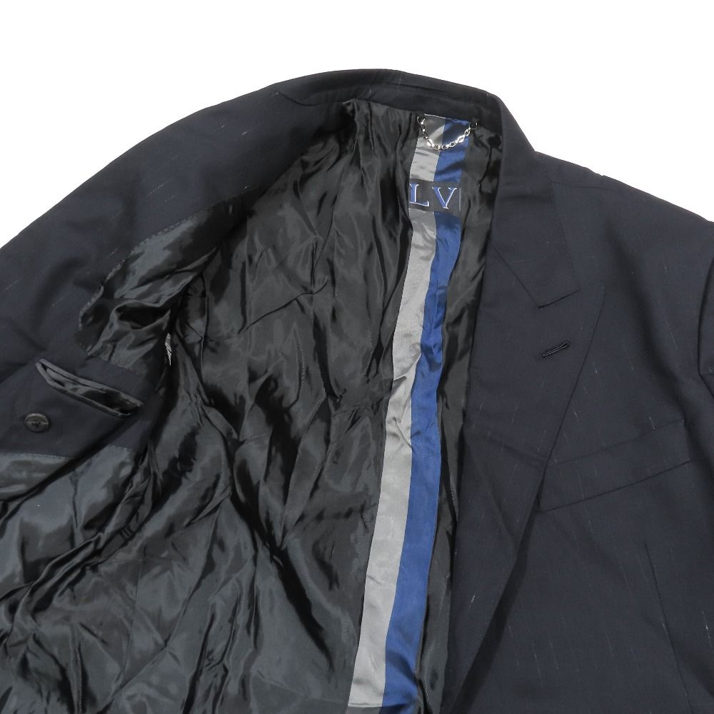Louis Vuitton Tailored Jacket Blazer Stripe Lining Line Logo Side Vent 52 Navy — view 3