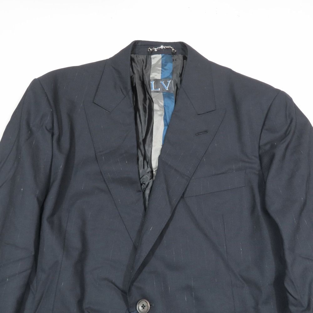 Louis Vuitton Tailored Jacket Blazer Stripe Lining Line Logo Side Vent 52 Navy — view 4