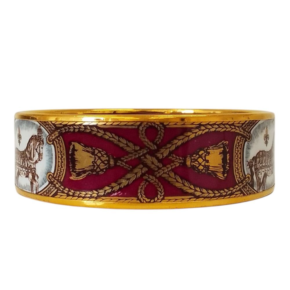 Hermes Enamel GM Cloisonne Cheval Bangle Bordeaux Bracelet — view 4