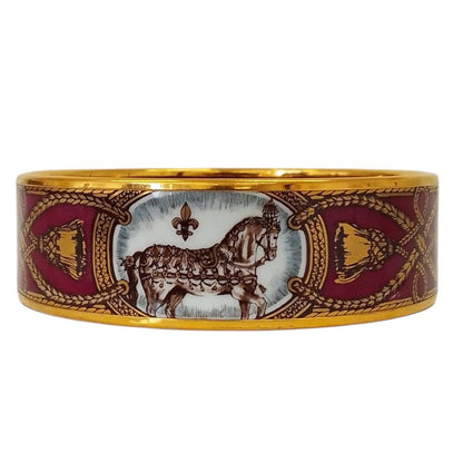 Hermes Enamel GM Cloisonne Cheval Bangle Bordeaux Bracelet — view 3