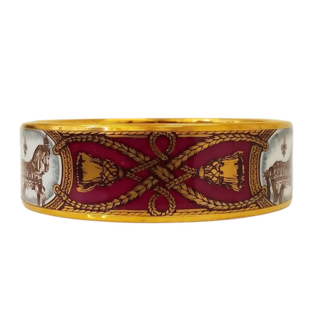 Hermes Enamel GM Cloisonne Cheval Bangle Bordeaux Bracelet — view 2