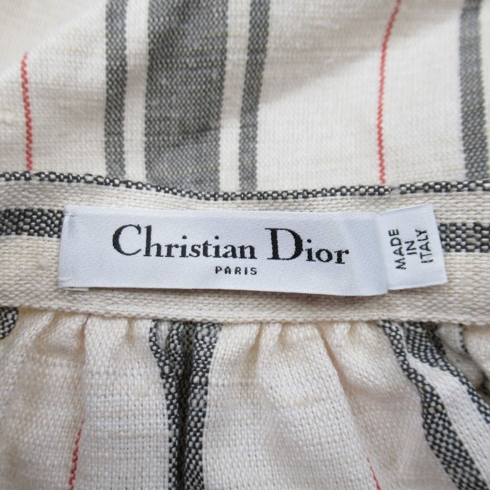 Dior Cotton Silk Nep Stripe Long Skirt Tiered — view 6