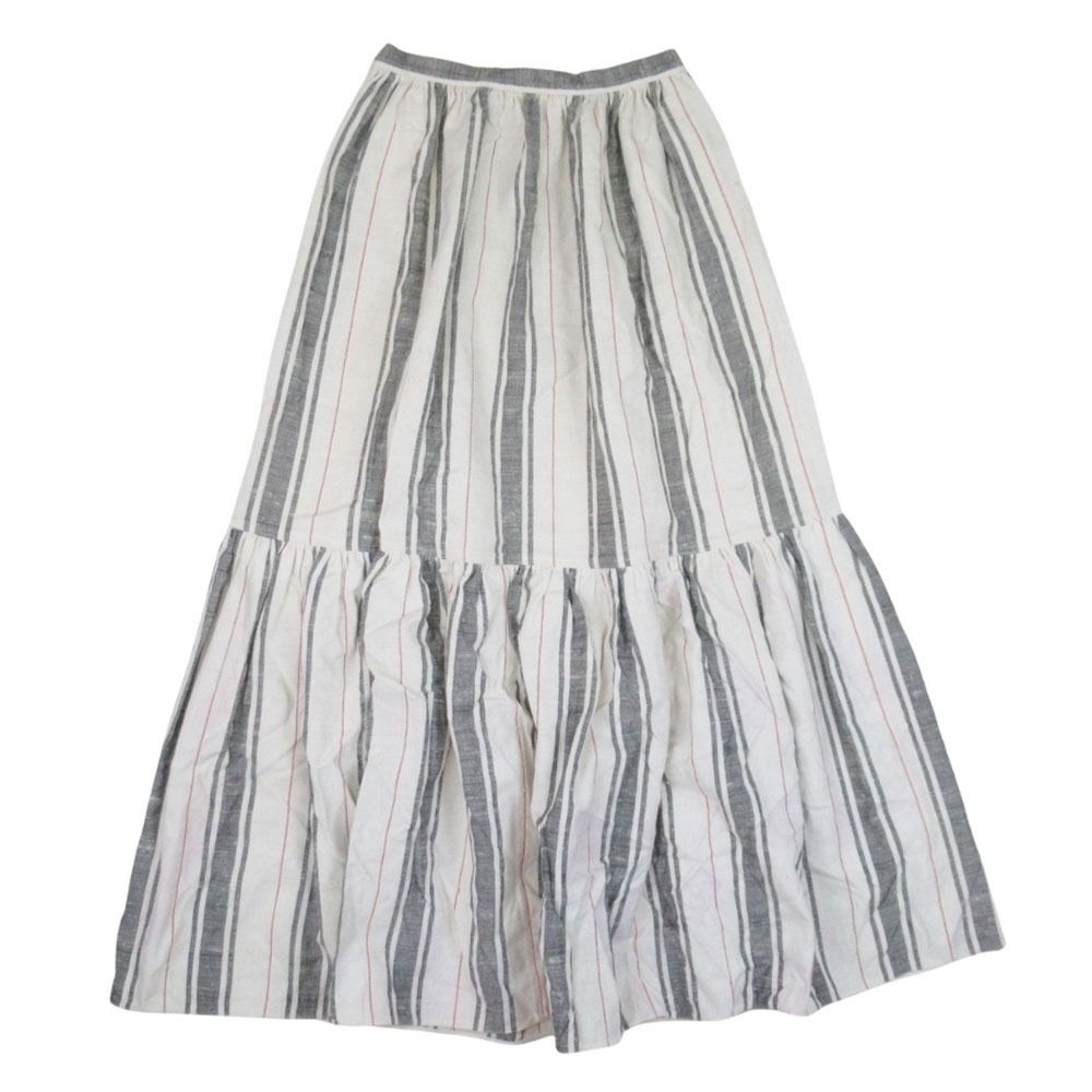 Dior Cotton Silk Nep Stripe Long Skirt Tiered — view 2