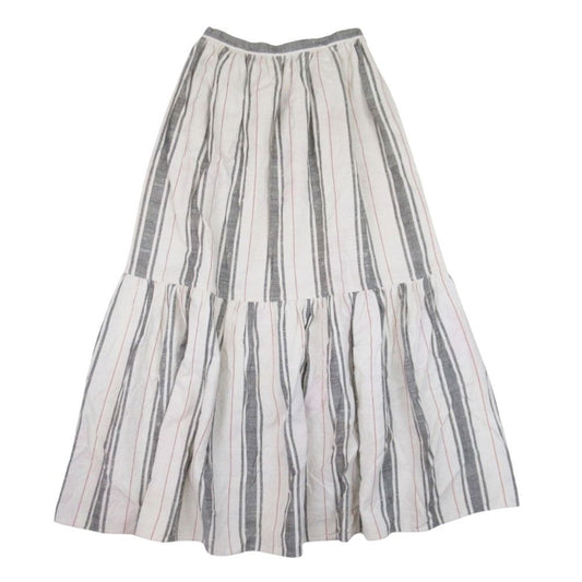 Dior Cotton Silk Nep Stripe Long Skirt Tiered