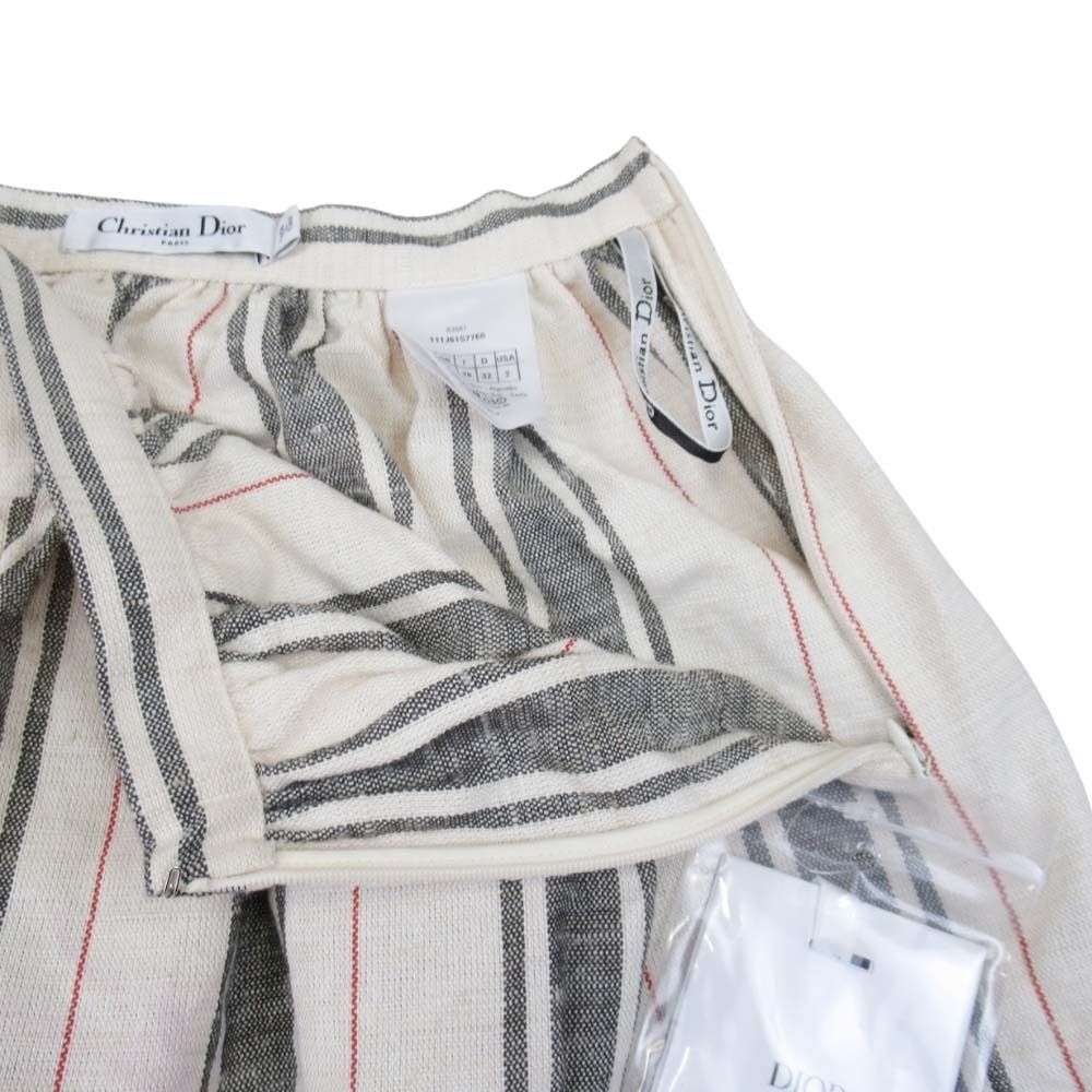Dior Cotton Silk Nep Stripe Long Skirt Tiered — view 5
