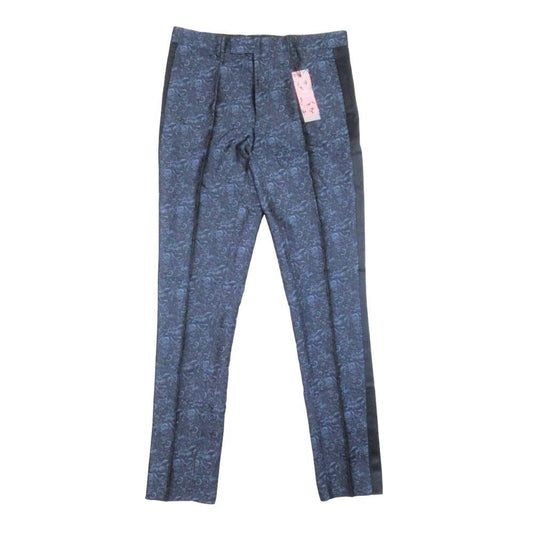 Dior Kenny Shaft Satin Jacquard Trousers Pants Side Line 50 Navy Black