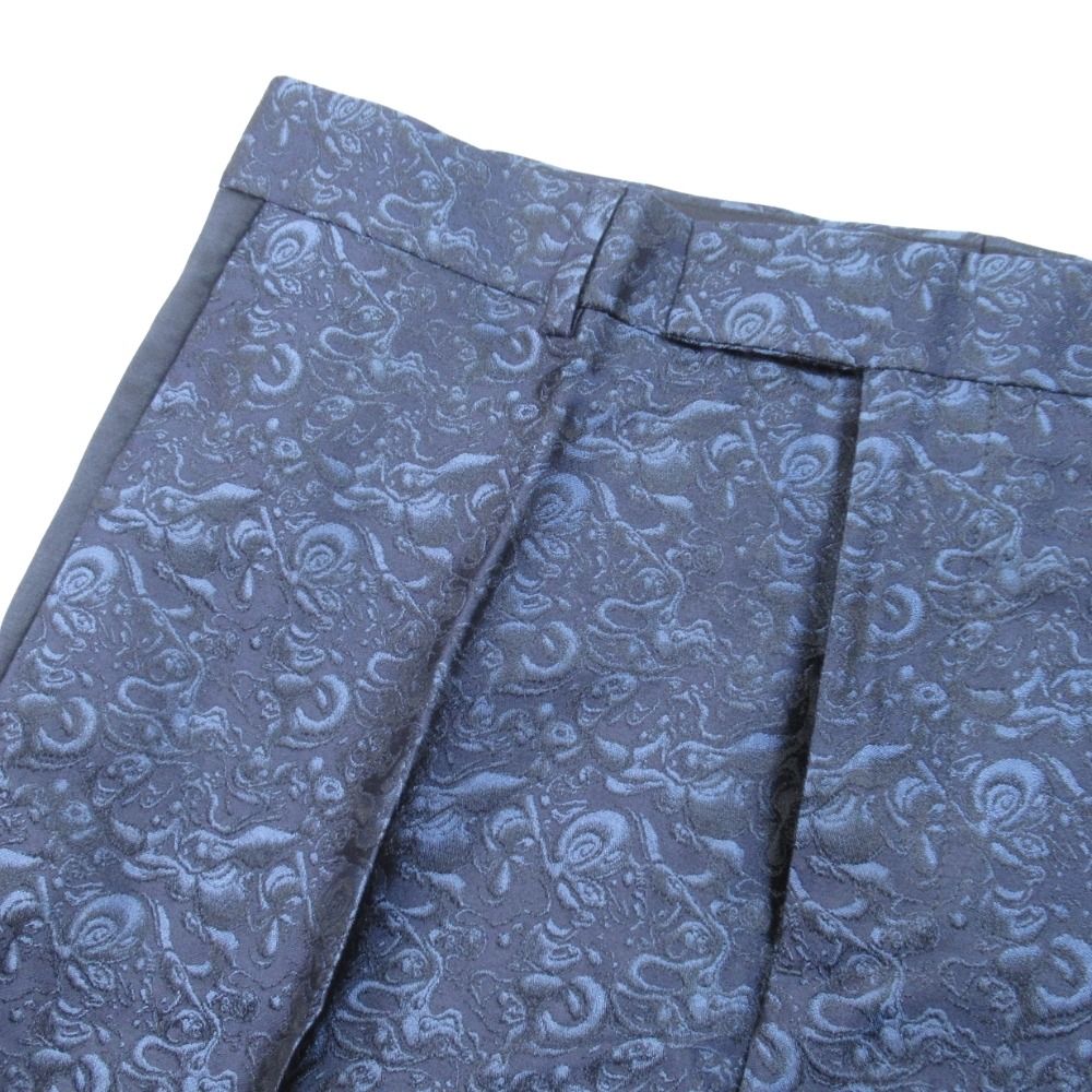 Dior Kenny Shaft Satin Jacquard Trousers Pants Side Line 50 Navy Black — view 3