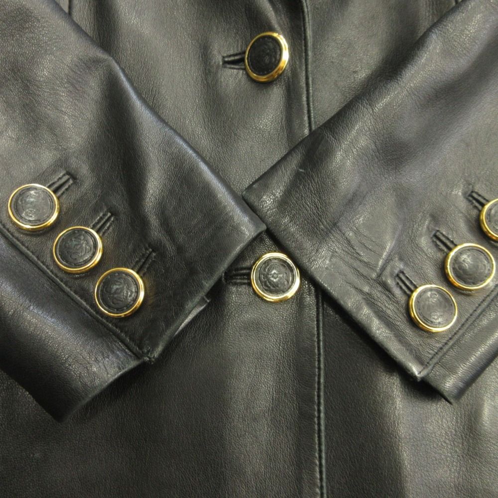 Loewe Leather Lambskin Tailored Jacket Blazer Anagram Button Gold Vintage 38 — view 3