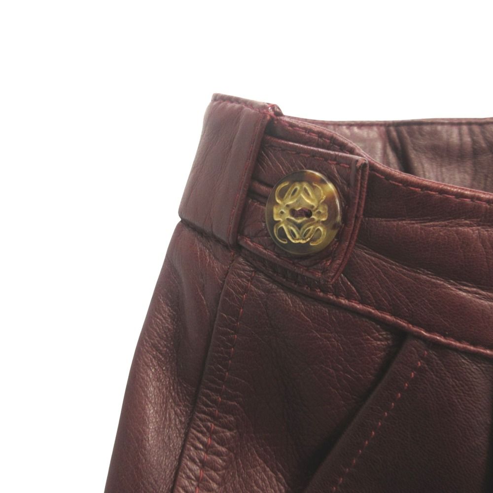 Loewe Lambskin Pants Trousers Anagram Button Easy Vintage Witen Bordeaux — view 5