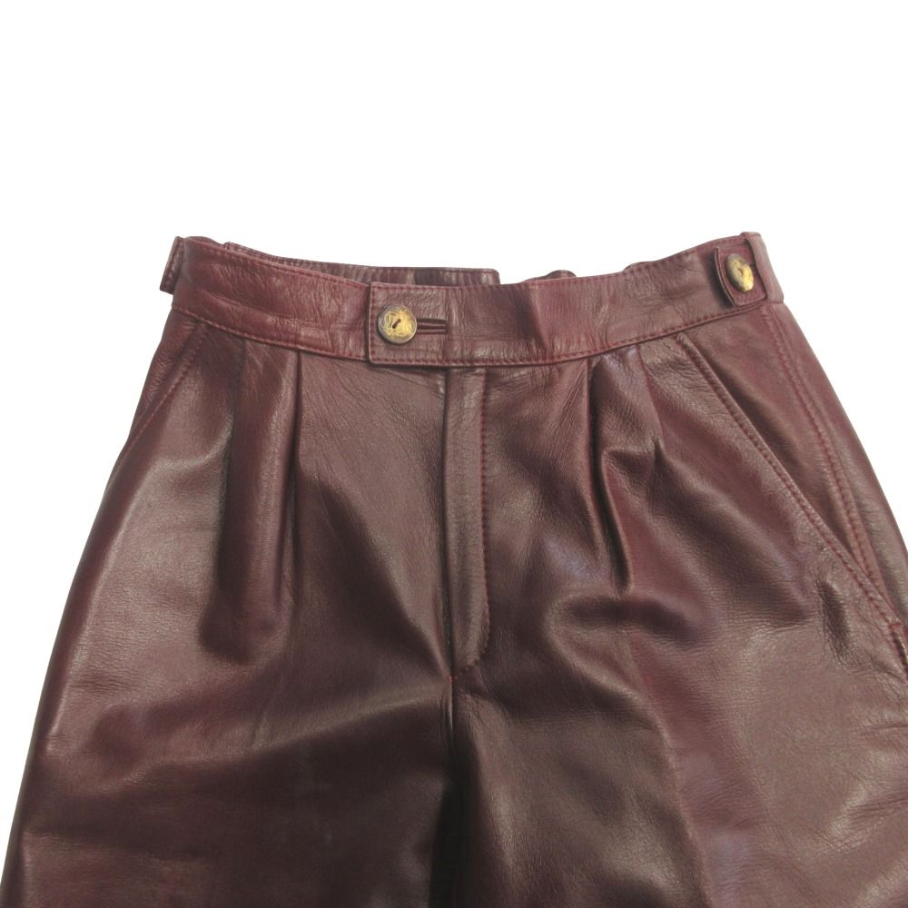 Loewe Lambskin Pants Trousers Anagram Button Easy Vintage Witen Bordeaux — view 3