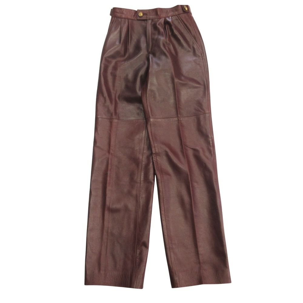 Loewe Lambskin Pants Trousers Anagram Button Easy Vintage Witen Bordeaux