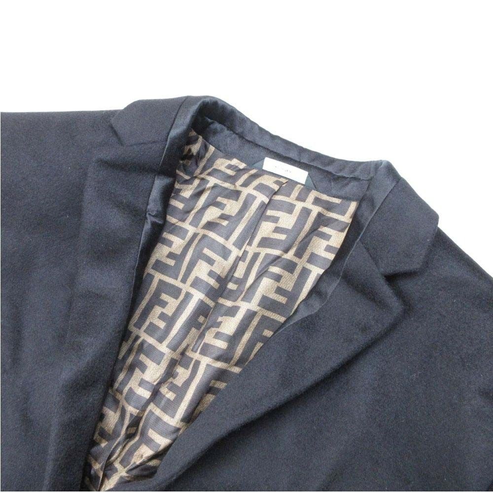 Fendi FF Logo Zucca Lining Cashmere Tailored Jacket Single 2 Button Blazer 44 — view 3