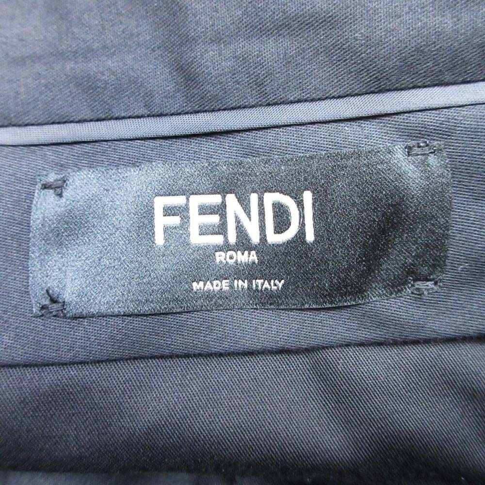 Fendi All Over Pattern Side Line Trousers No Tuck Tapered Pants 46 Black — view 7