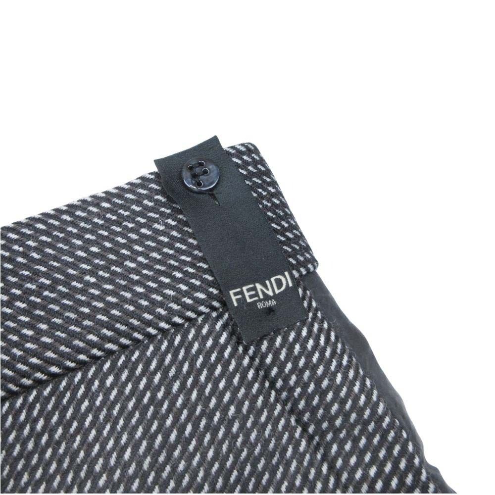 Fendi All Over Pattern Side Line Trousers No Tuck Tapered Pants 46 Black — view 5