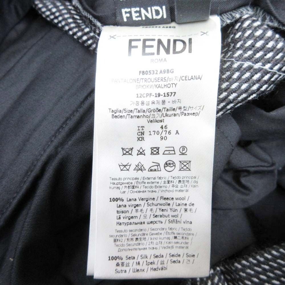 Fendi All Over Pattern Side Line Trousers No Tuck Tapered Pants 46 Black — view 8