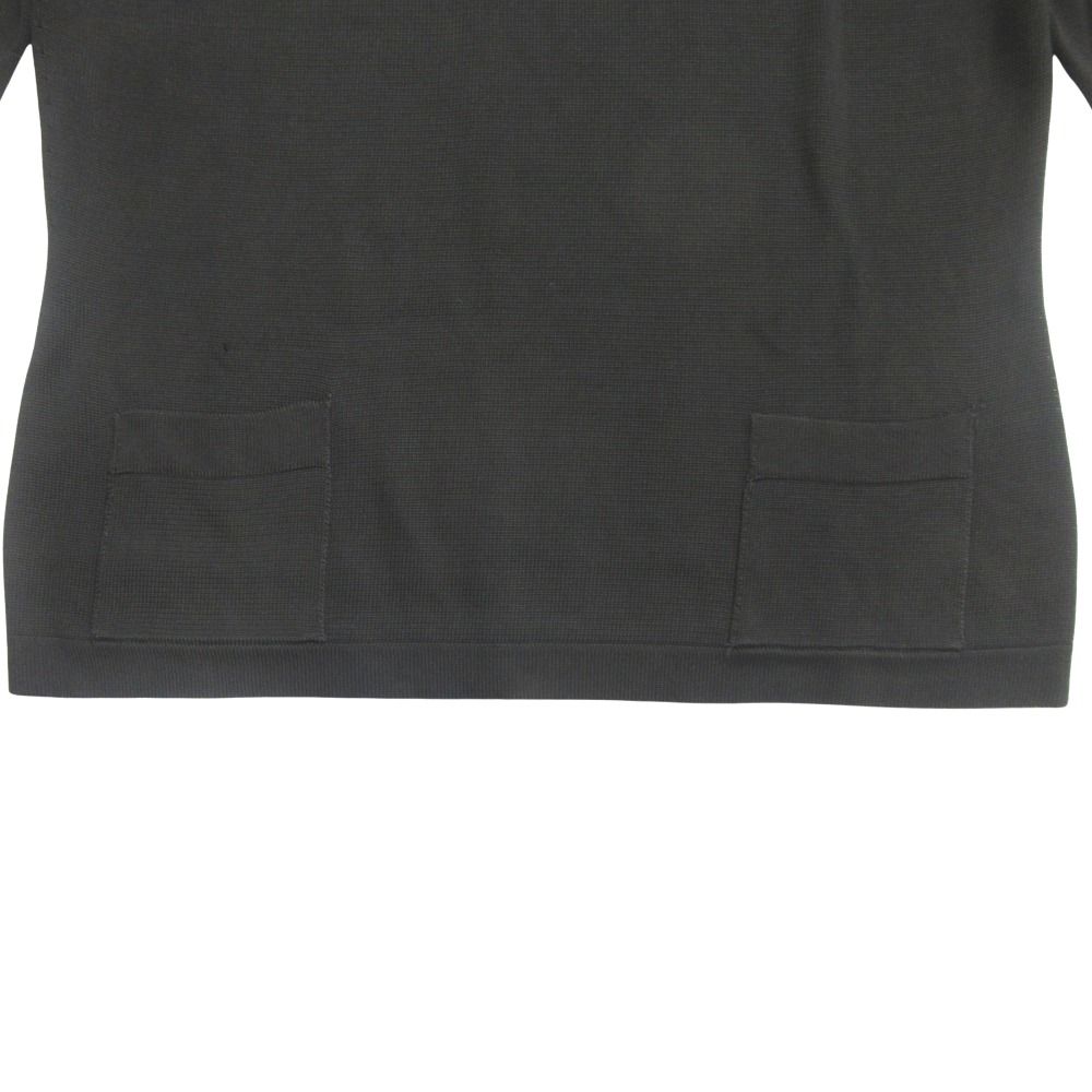 Hermes Rayon Knit Top T-Shirt Front Pocket Vintage Sheer M Black Sweater — view 3
