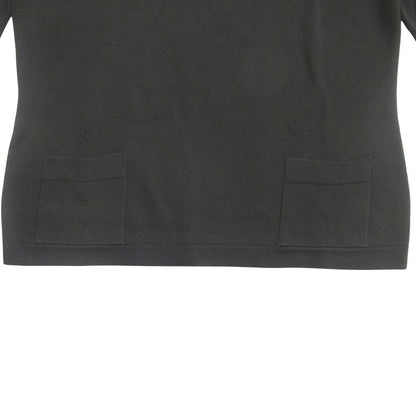 Hermes Rayon Knit Top T-Shirt Front Pocket Vintage Sheer M Black Sweater — view 3