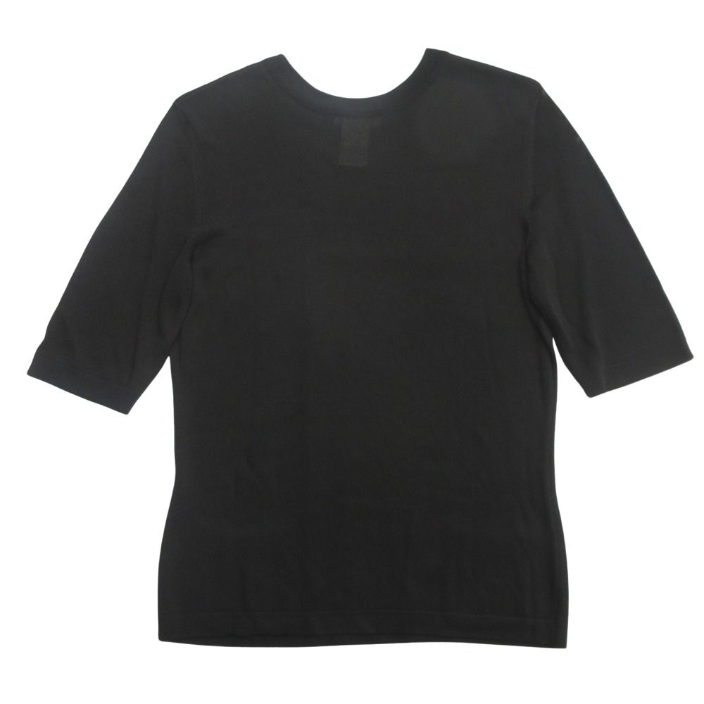 Hermes Rayon Knit Top T-Shirt Front Pocket Vintage Sheer M Black Sweater — view 2