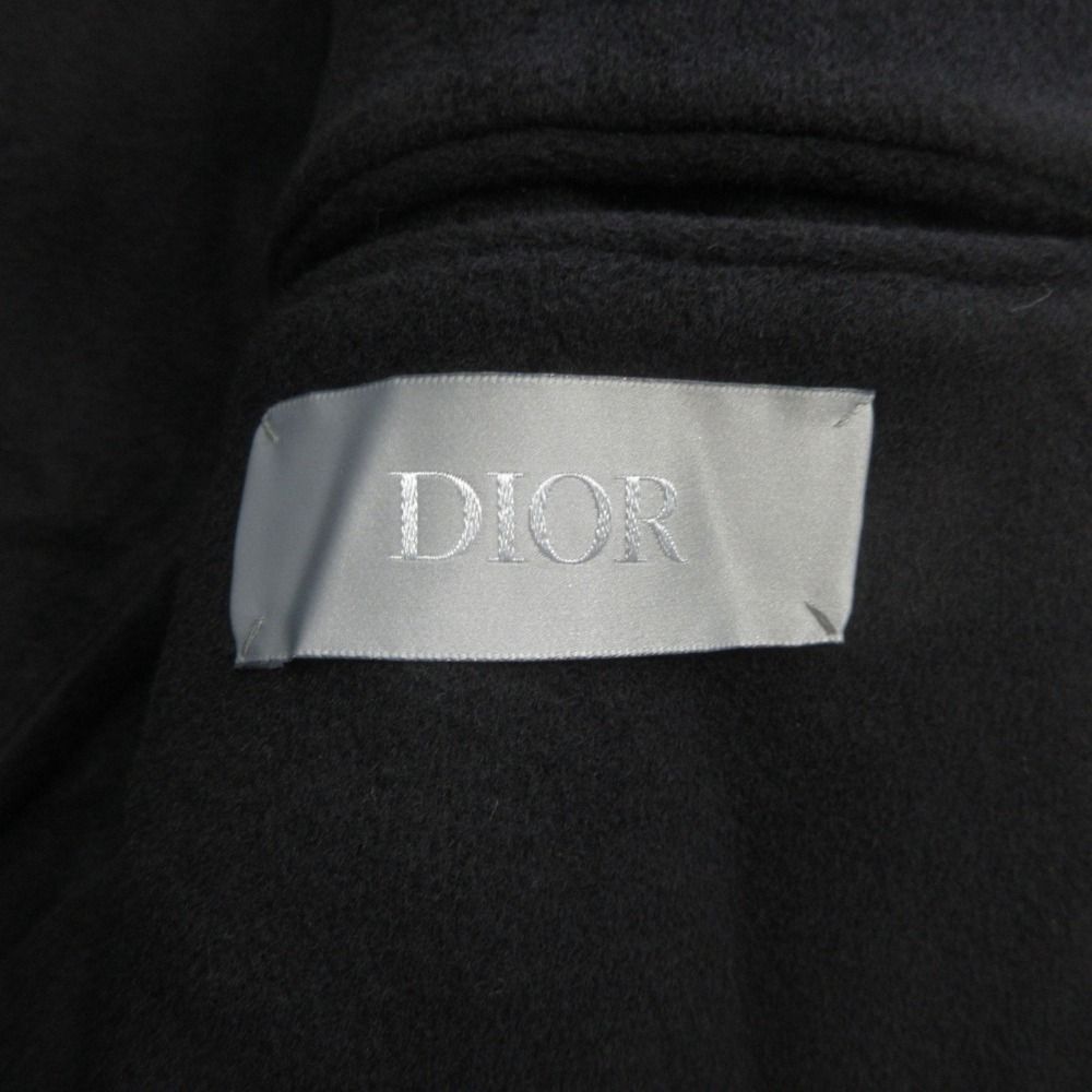 Dior Cashmere Melton Te la de Jacket Blazer Notch Lapel Single Brest 46 Black — view 6