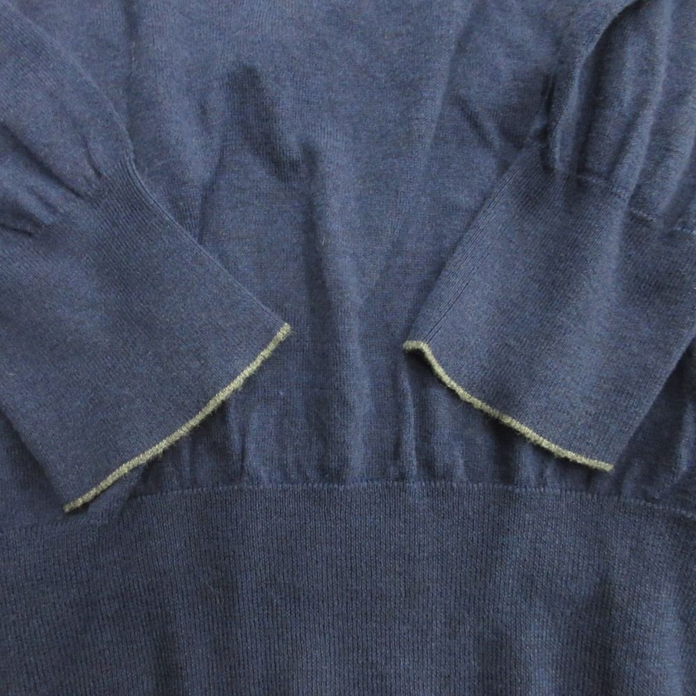 Brunello Cucinelli Henley Neck Knit Sweater Cotton Navy — view 4