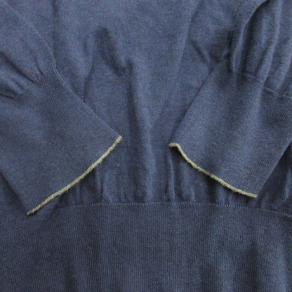 Brunello Cucinelli Henley Neck Knit Sweater Cotton Navy — view 4