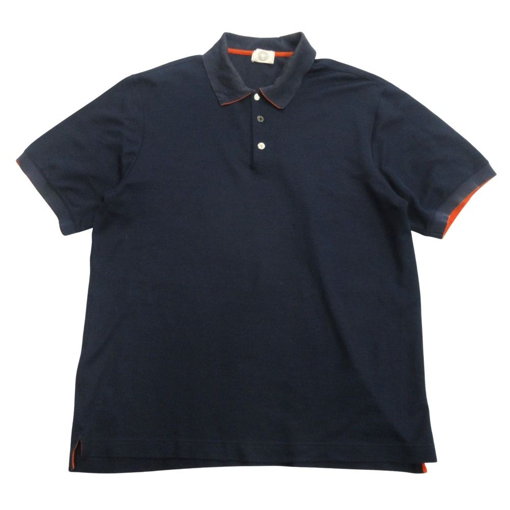 Hermes Sellier Series Button Polo Shirt Top Metal Large XXL Navy
