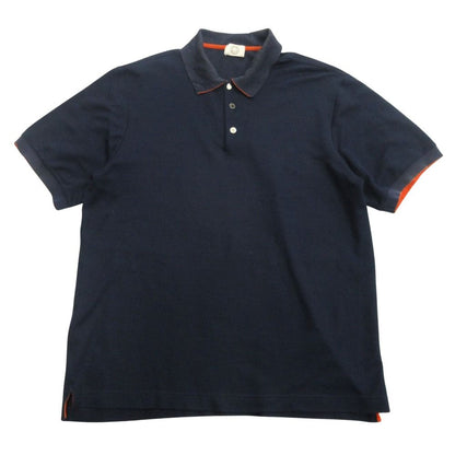 Hermes Sellier Series Button Polo Shirt Top Metal Large XXL Navy