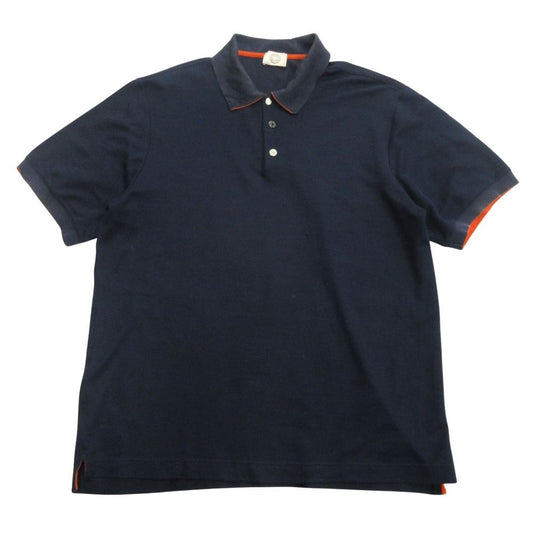 Hermes Sellier Series Button Polo Shirt Top Metal Large XXL Navy