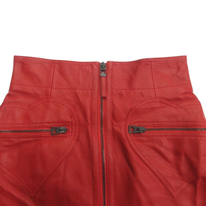 Dior Heart Pocket Lamb Leather Mini Skirt Flare High Waist Sheep 38 — view 3