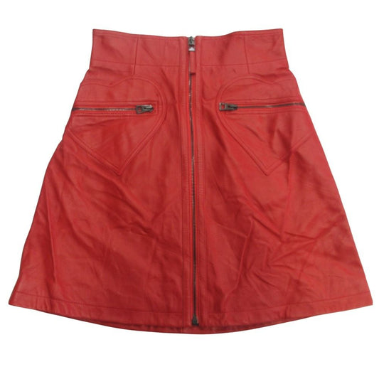 Dior Heart Pocket Lamb Leather Mini Skirt Flare High Waist Sheep 38
