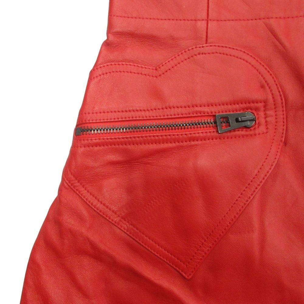 Dior Heart Pocket Lamb Leather Mini Skirt Flare High Waist Sheep 38 — view 4