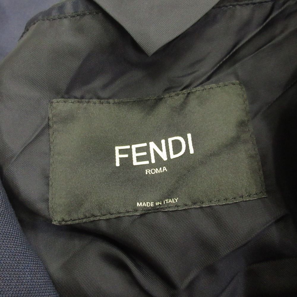 Fendi Asymmetric Lapel Spencer Jacket Cropped Tailored Blazer Double 50 Navy — view 5