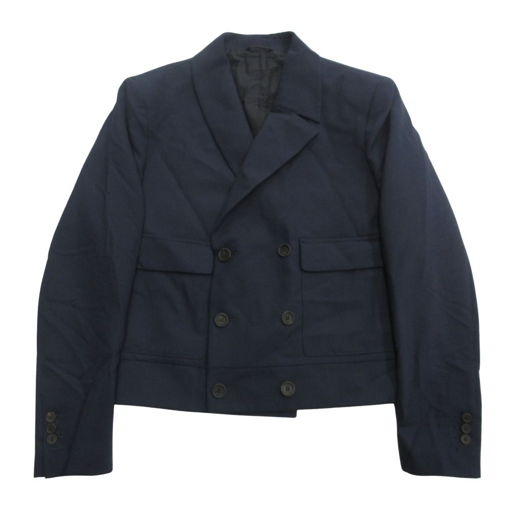 Fendi Asymmetric Lapel Spencer Jacket Cropped Tailored Blazer Double 50 Navy