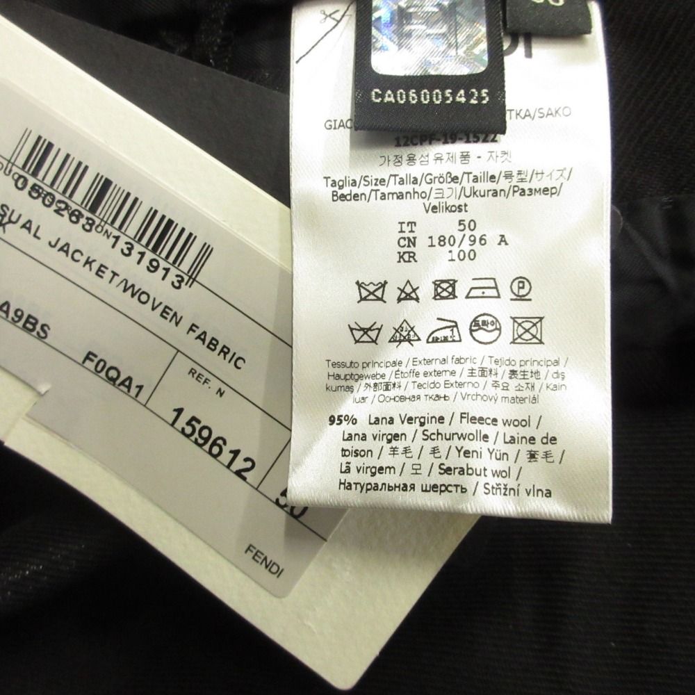 Fendi Asymmetric Lapel Shiny Tailored Jacket Blazer Double Wool 50 Black — view 6