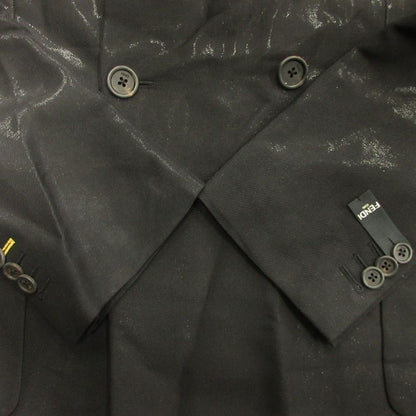 Fendi Asymmetric Lapel Shiny Tailored Jacket Blazer Double Wool 50 Black — view 4