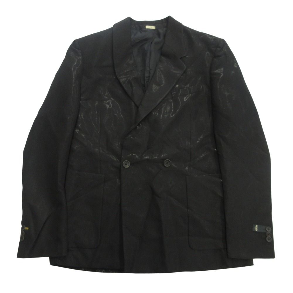 Fendi Asymmetric Lapel Shiny Tailored Jacket Blazer Double Wool 50 Black