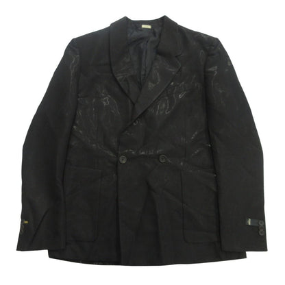 Fendi Asymmetric Lapel Shiny Tailored Jacket Blazer Double Wool 50 Black