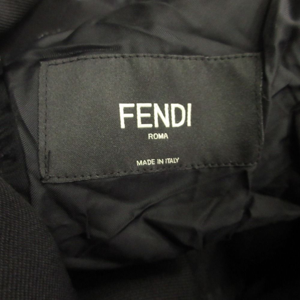 Fendi Asymmetric Lapel Shiny Tailored Jacket Blazer Double Wool 50 Black — view 5