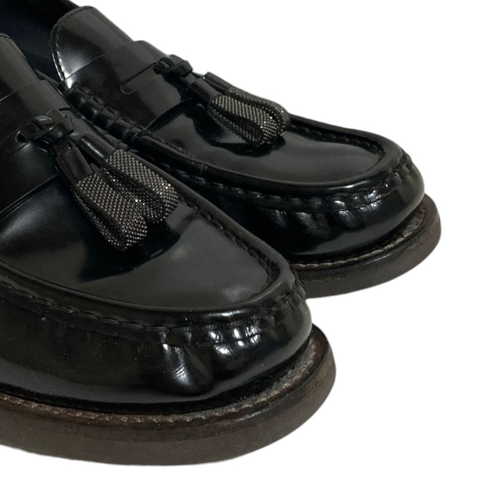 Brunello Cucinelli Moni Retassel Loafers Shoes 38 Black — view 6