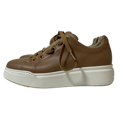 Max Mara Center Logo Leather Low Cut Sneakers 38 Brown — view 2