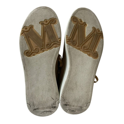 Max Mara Center Logo Leather Low Cut Sneakers 38 Brown — view 5