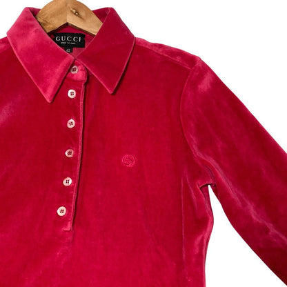 Gucci Era Velvet Long Sleeve Polo Shirt 42 — view 4