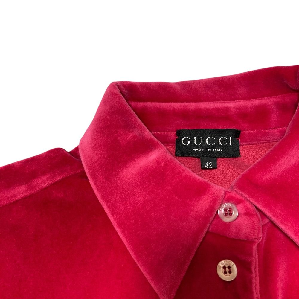 Gucci Era Velvet Long Sleeve Polo Shirt 42 — view 9