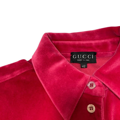 Gucci Era Velvet Long Sleeve Polo Shirt 42 — view 9